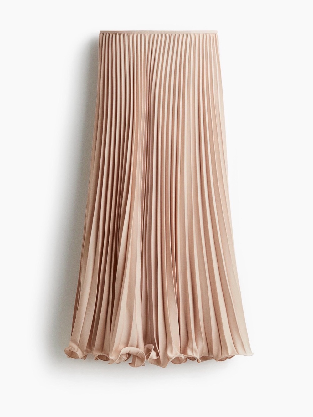 NWT H&M Light Beige (blush) Satin Pleated Maxi Skirt XXL